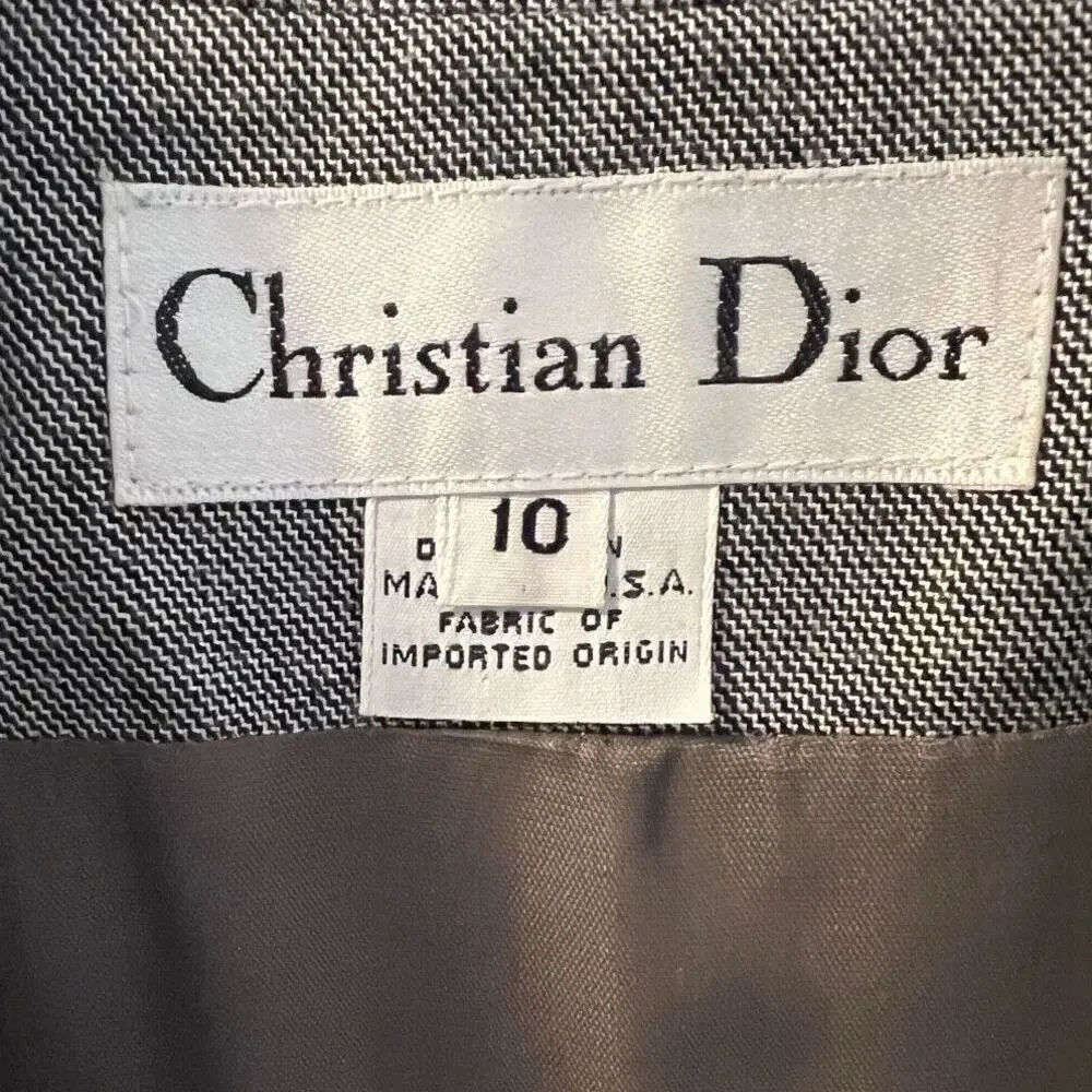 Vintage Women’s Christian Dior 80s 90s Gray Double Breasted Blazer Size 10